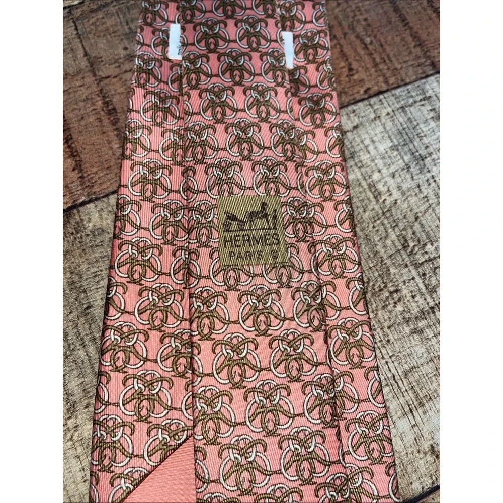 Hermes Hardware Needle‎ Thorns Allover Print Necktie Pink